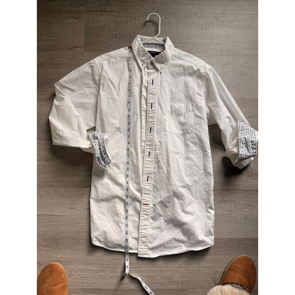 Men's white cremieux button up dress shirt medium